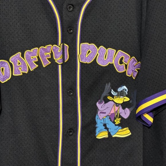 NWOT Men's Looney Tunes Daffy Freeze Max Hip Hop Button Up Baseball Jersey SZ 3X - Picture 5 of 16